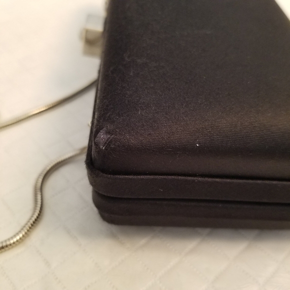 Chic Black Clutch with Silver Chain Bechamel Black Clutch Hard Case 7 X 3 X 2 - Picture 4 of 9